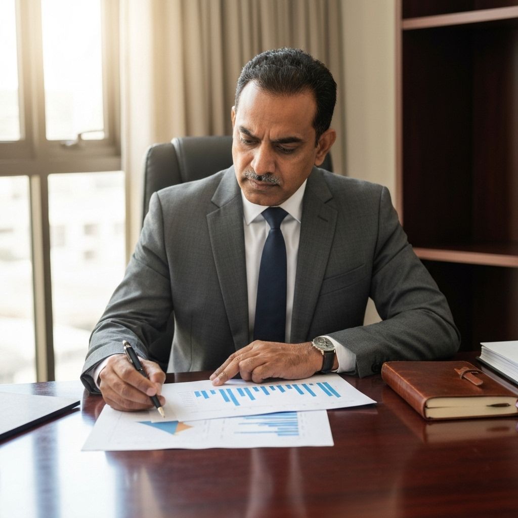 Business owner reviewing finances